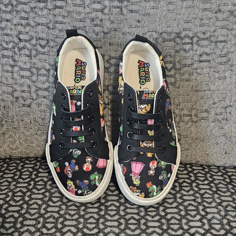 Super Mario Kids Sneakers - Black with Multicolor Characters